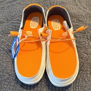 Hey Dude Bright Orange Canvas Loafers University of Tennessee